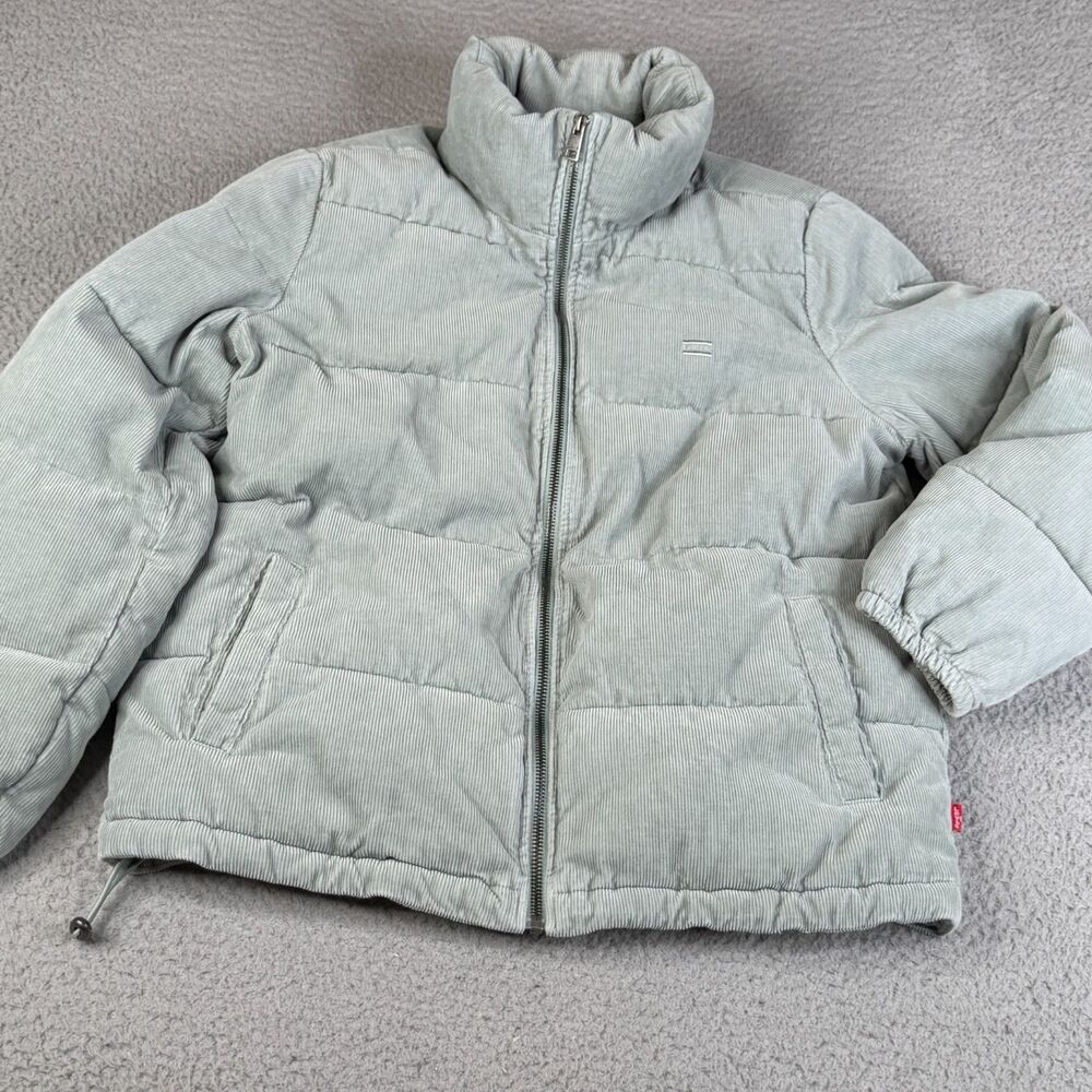 LEVI'S Jacket Mens Medium Gray Corduroy Puffer Quilted Cotton Full Zip Insulated